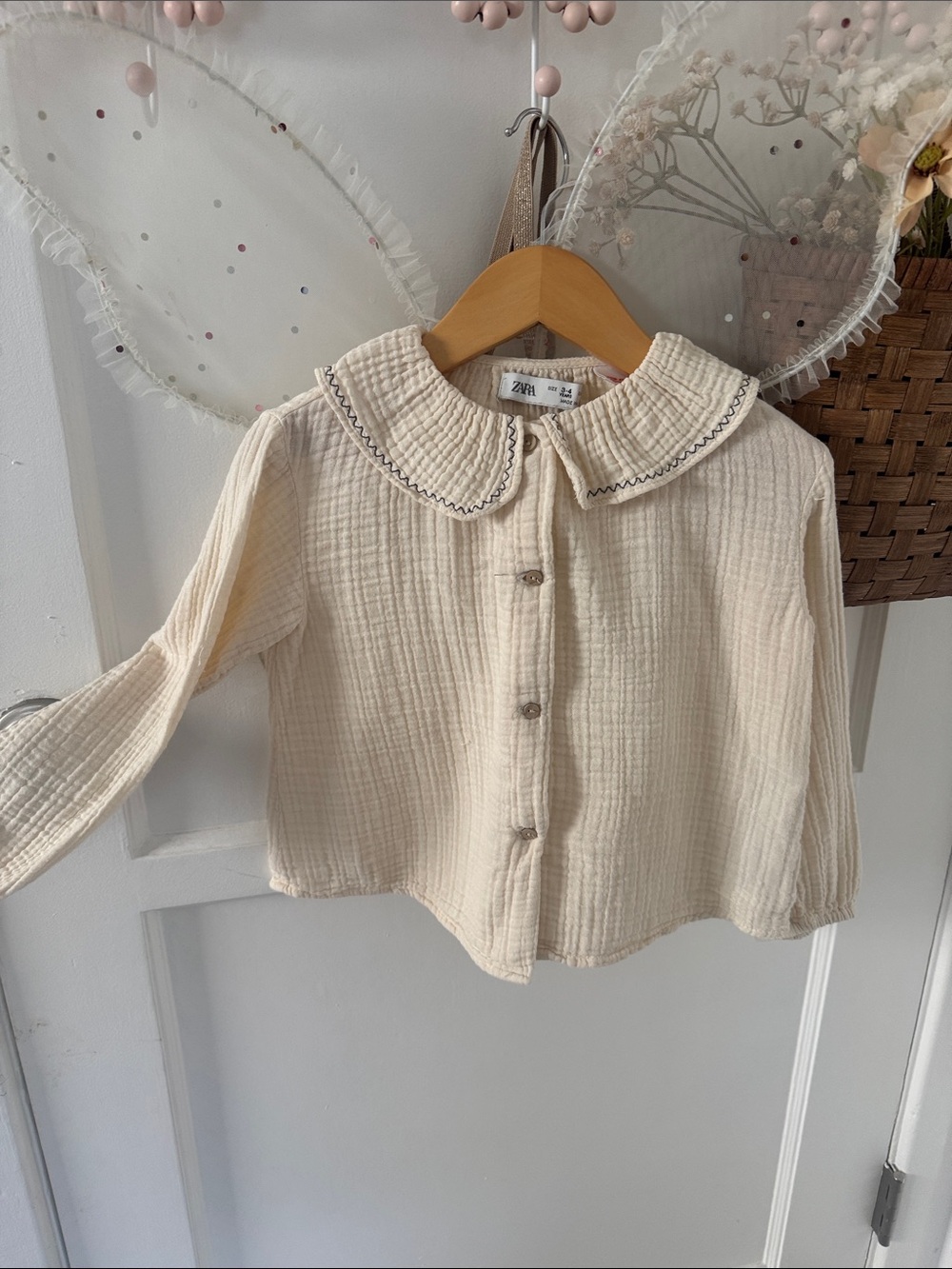 Zara 3-4 Muslin Button Up Top